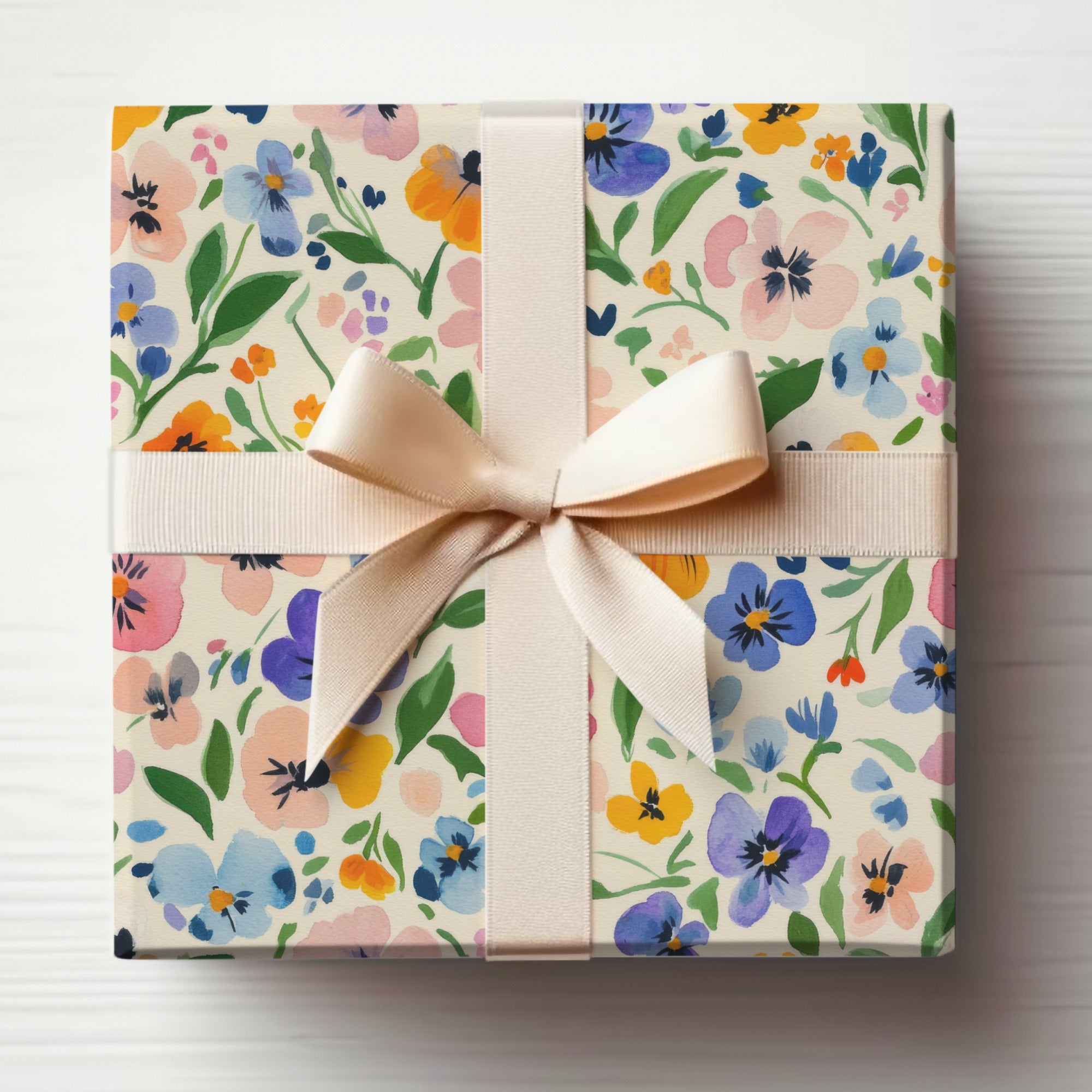 Floral Pattern Gift Box with Satin Ribbon Bow