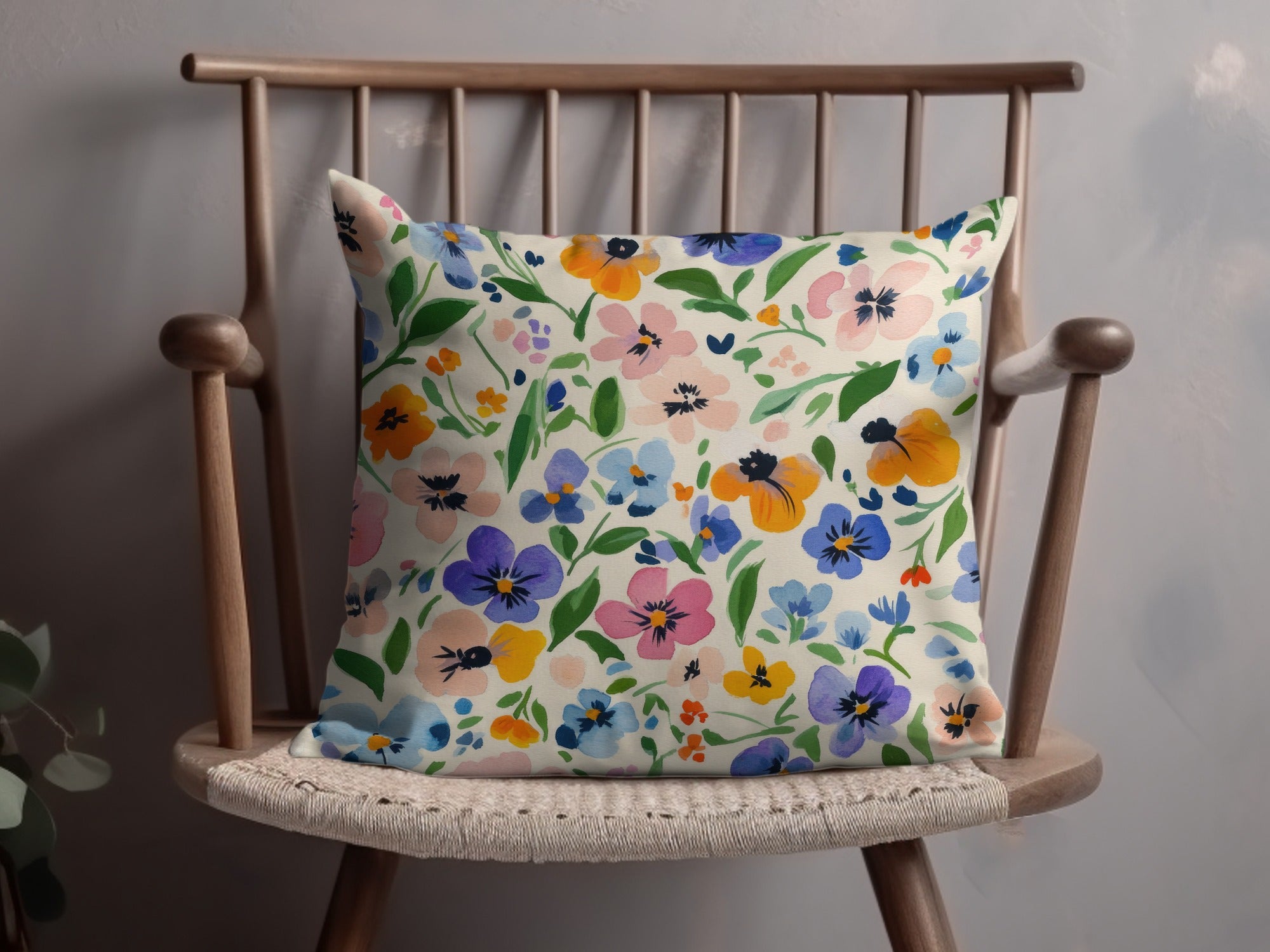Vibrant Floral Pattern Decorative Pillow for Home Decor