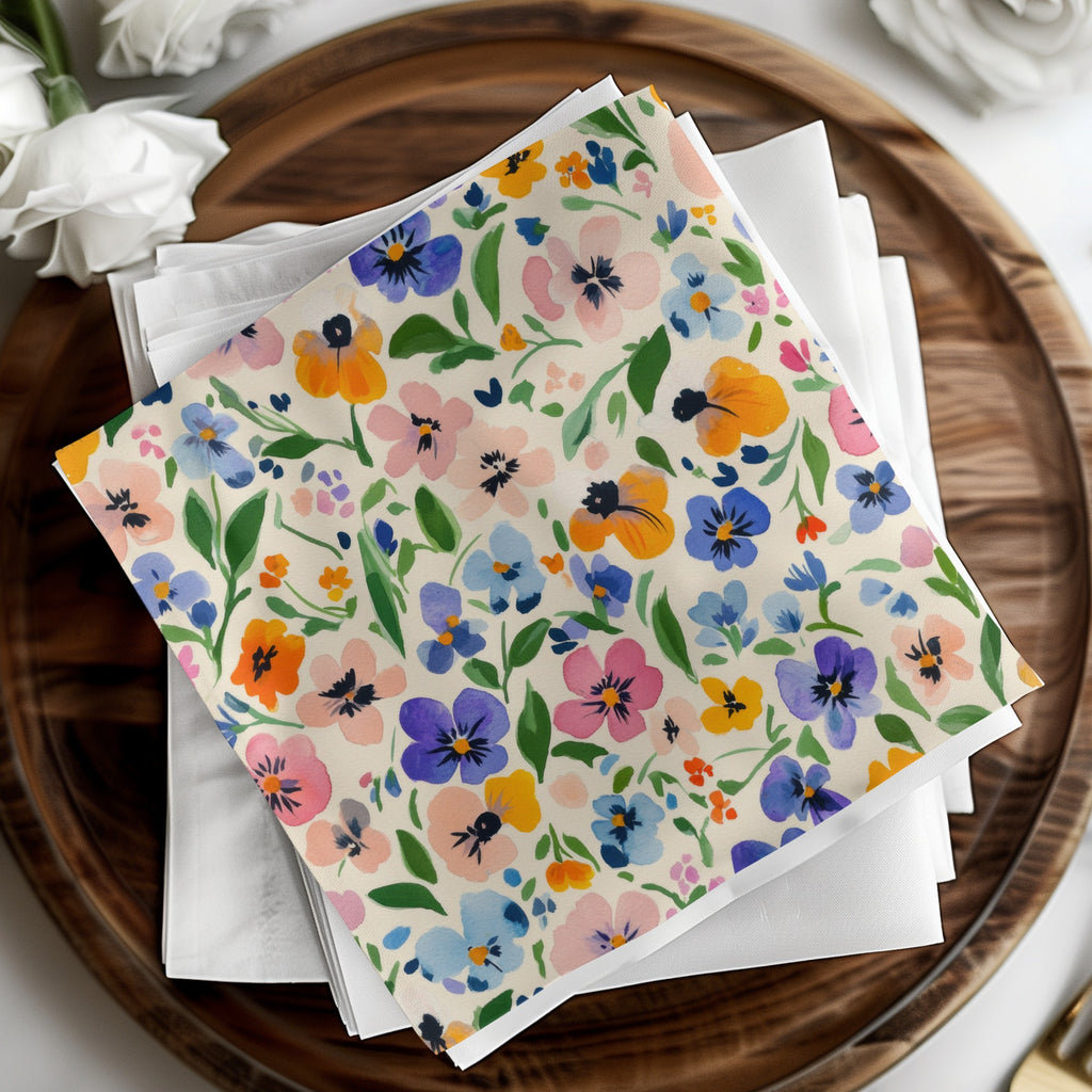 Vibrant Floral Pattern Square Paper Napkins Product