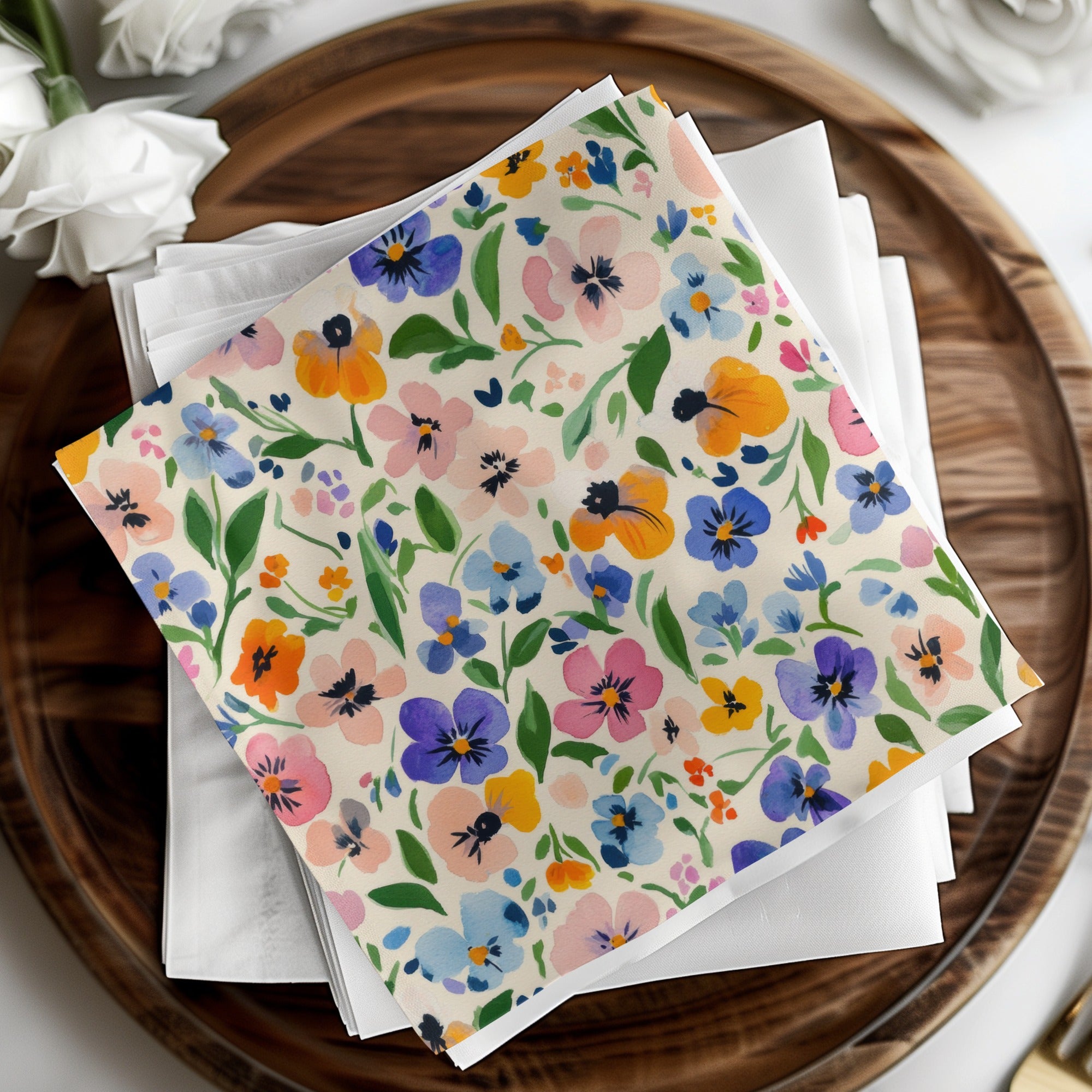 Vibrant Floral Pattern Square Paper Napkins Product