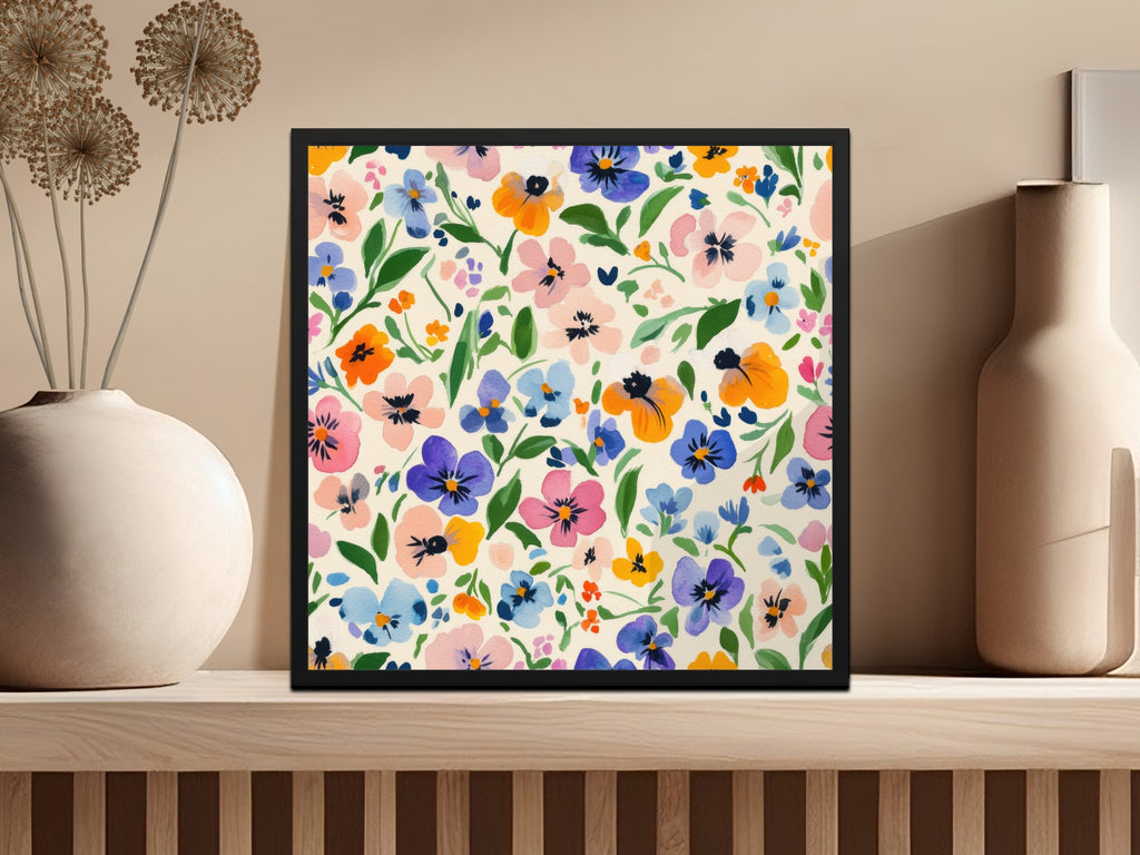 Colorful Floral Pattern Wall Print for Home Decor