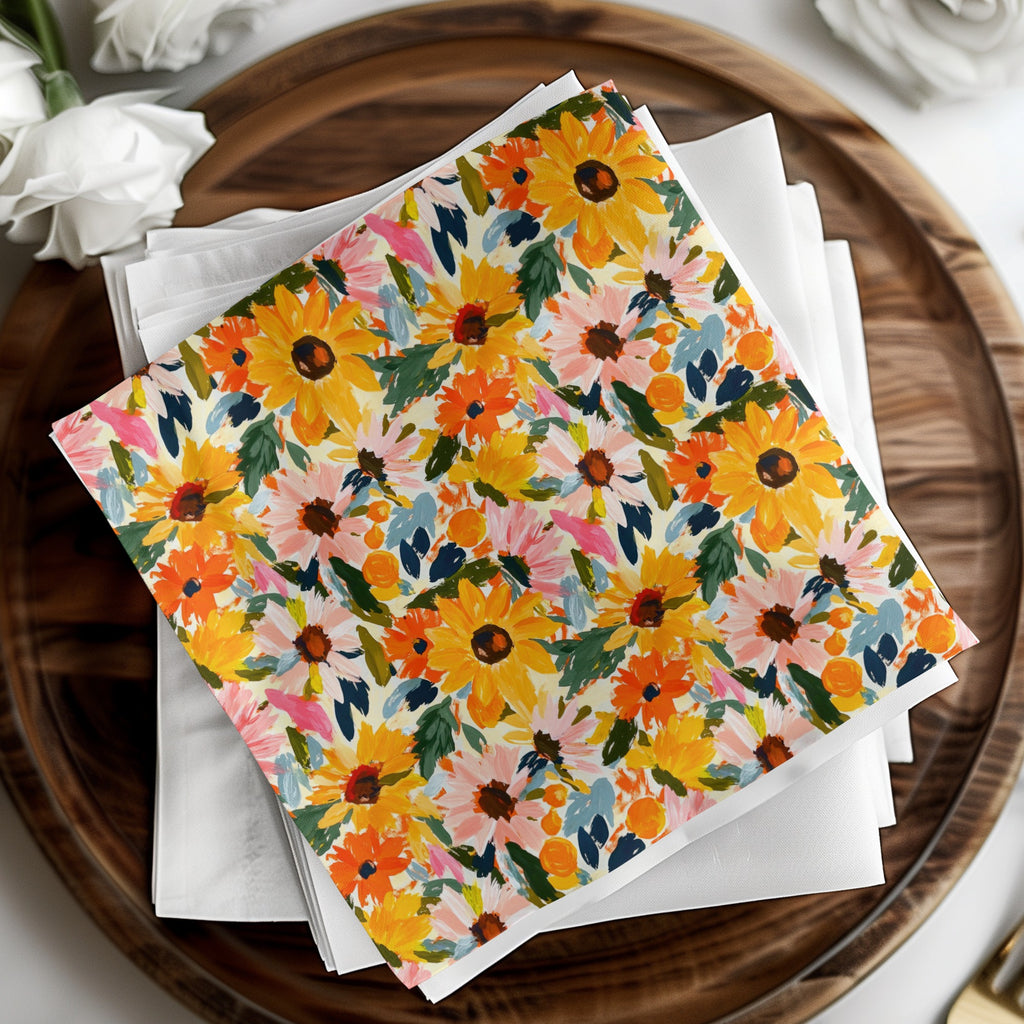 Colorful Floral Pattern Decorative Napkin Set