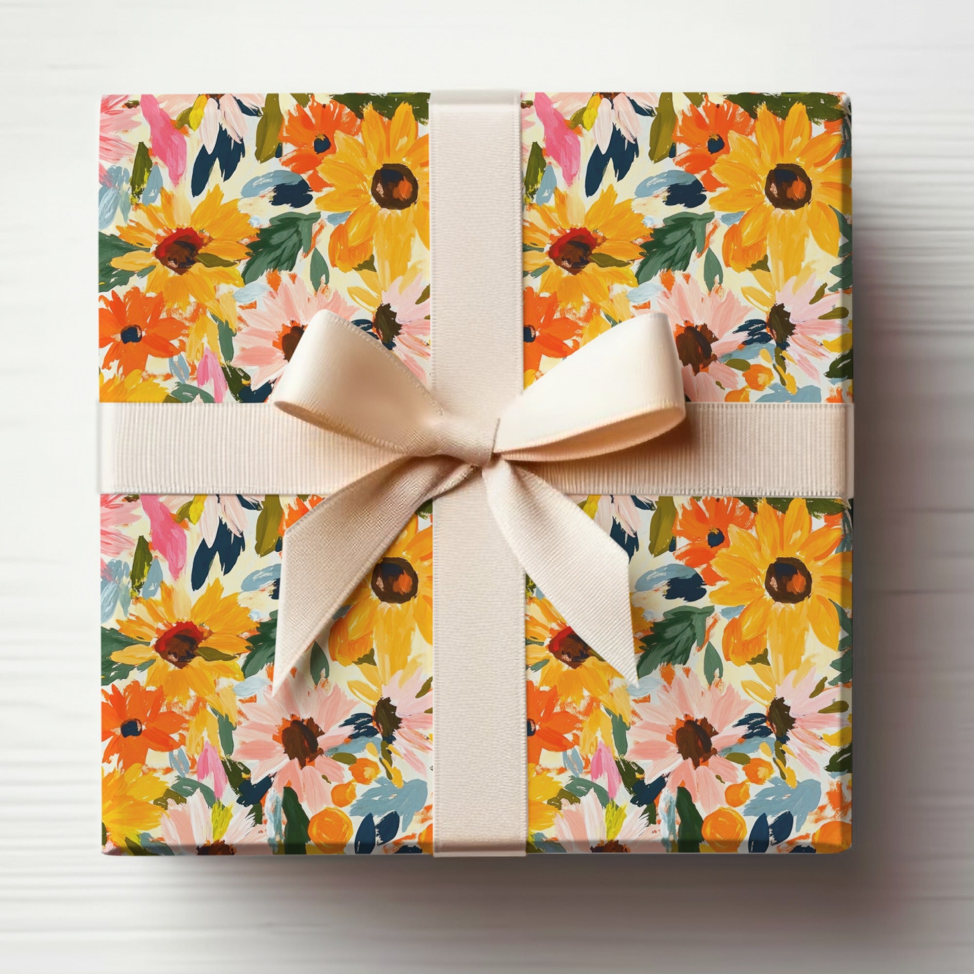 Floral Sunflower Patterned Gift Wrapping Box Product