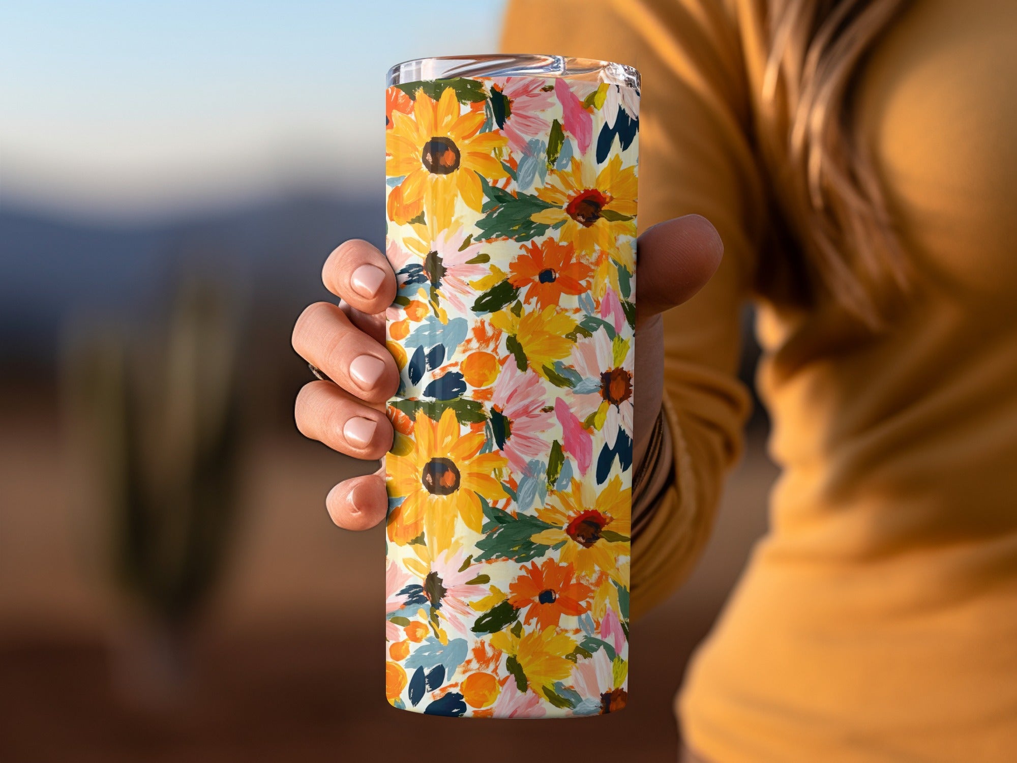 Colorful Flower Pattern Insulated Tumbler Cup product