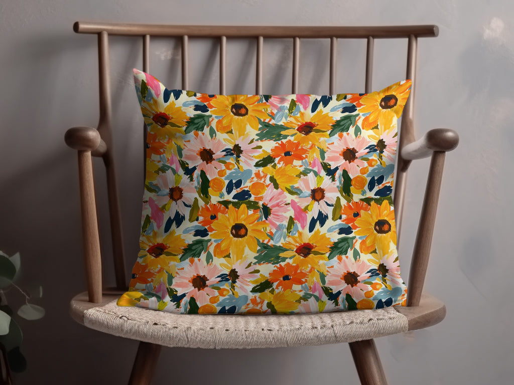 Bright Floral Pattern Decorative Pillow Cushion