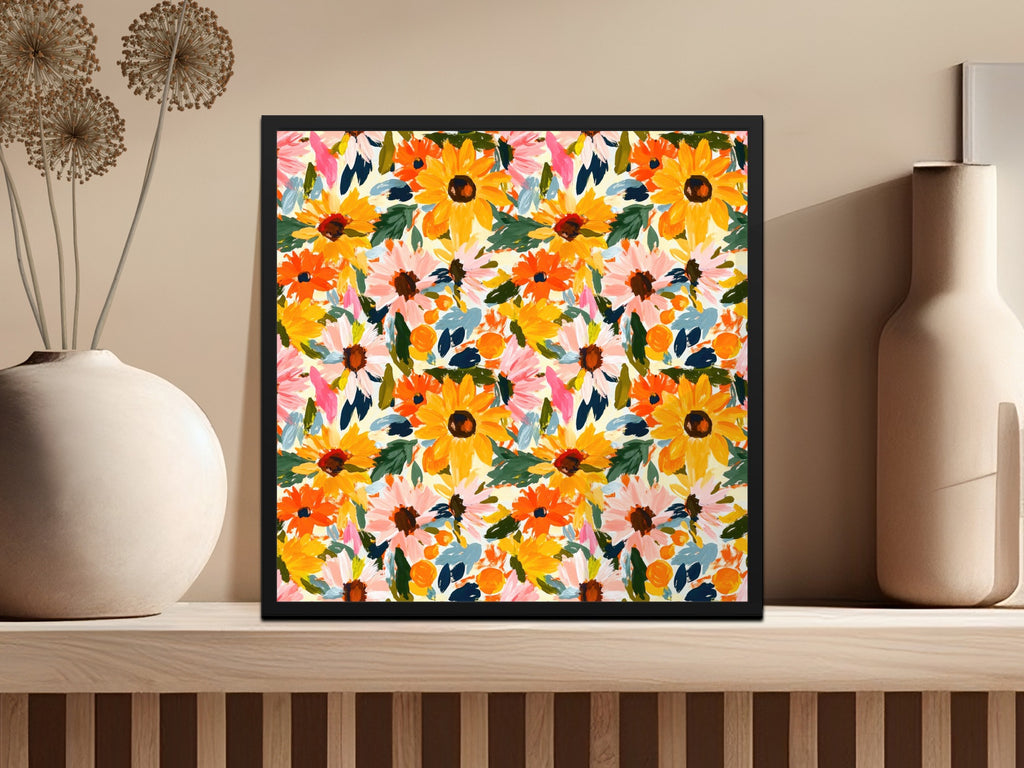 Colorful Floral Art Print With Vibrant Summer Flowers