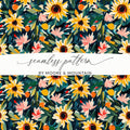 Colorful Sunflower and Floral Seamless Pattern Design