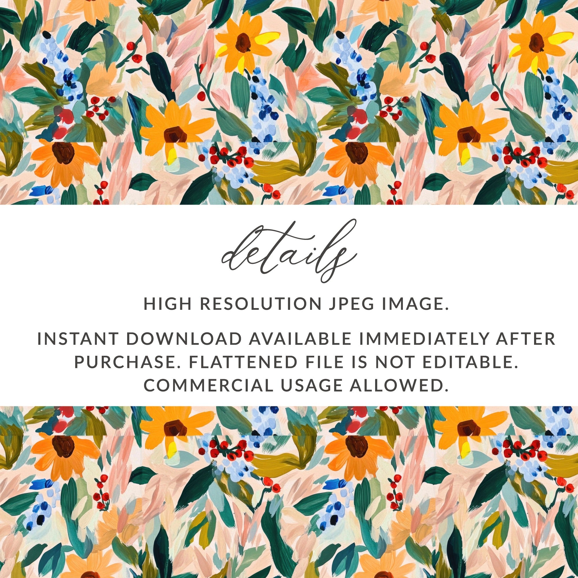 Vibrant Floral High Resolution JPEG Instant Download