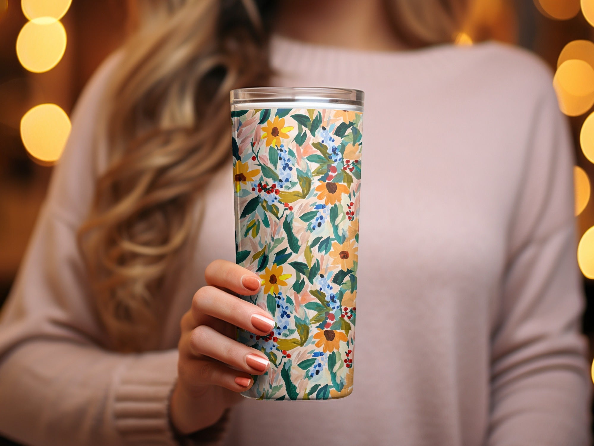 Colorful Floral Insulated Tumbler for Hot and Cold Beverages