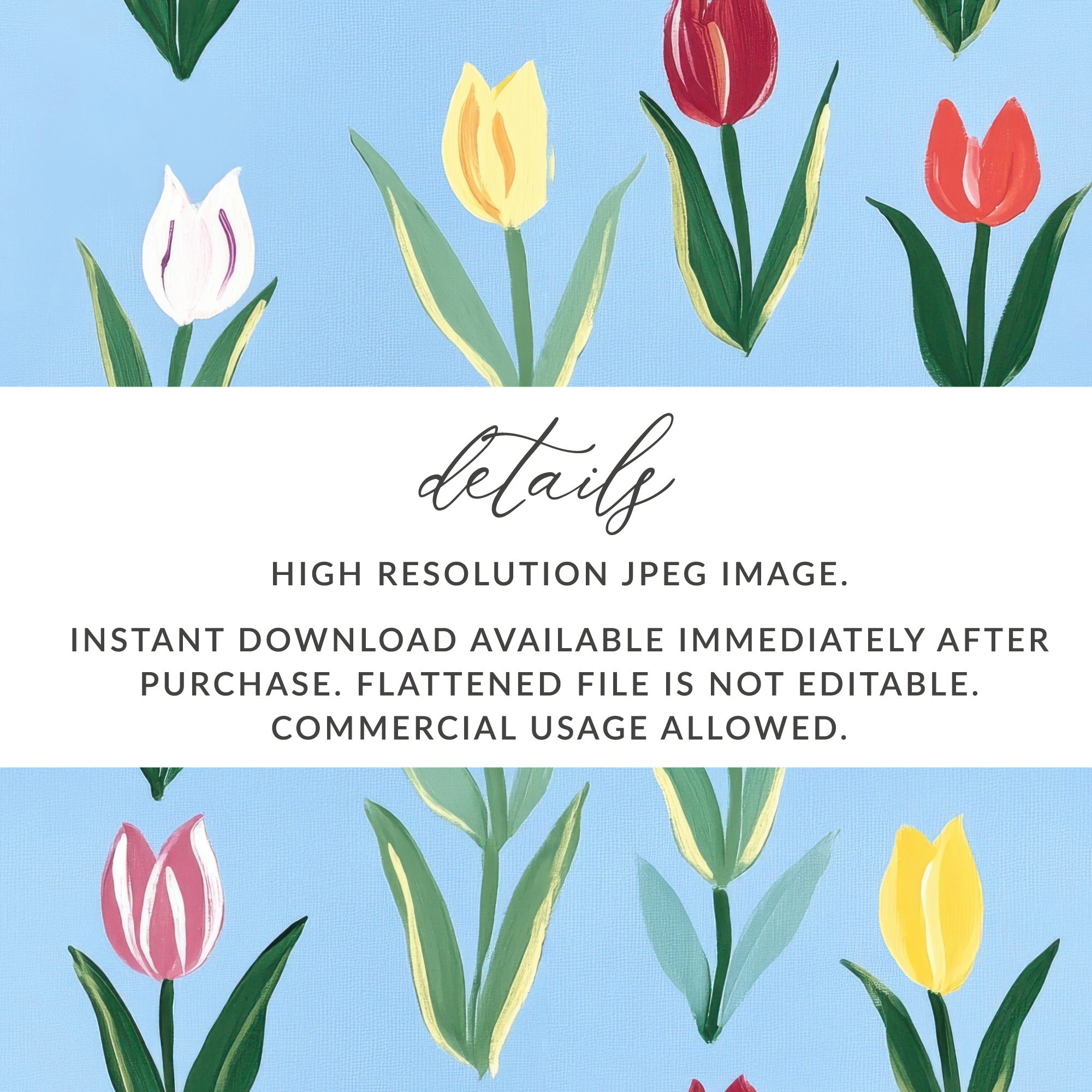 Painted Tulips Repeating Background Pattern Commercial Use - Moore and Mountain