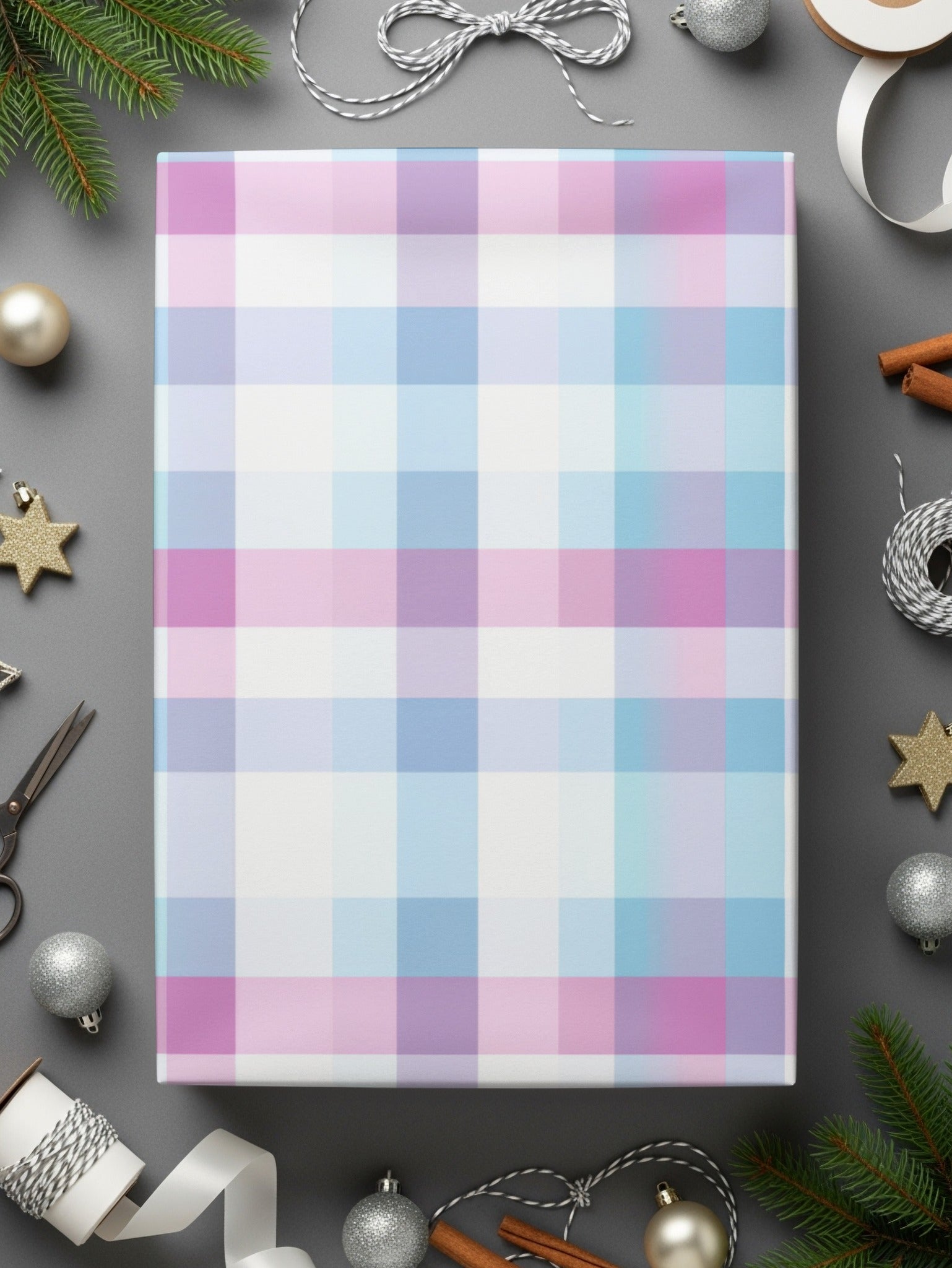 Pastel Plaid Gift Wrapping Paper Premium Quality Roll