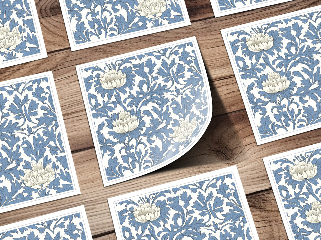 Pastel Blue William Morris Vines Background White Blue Digital - Moore and Mountain