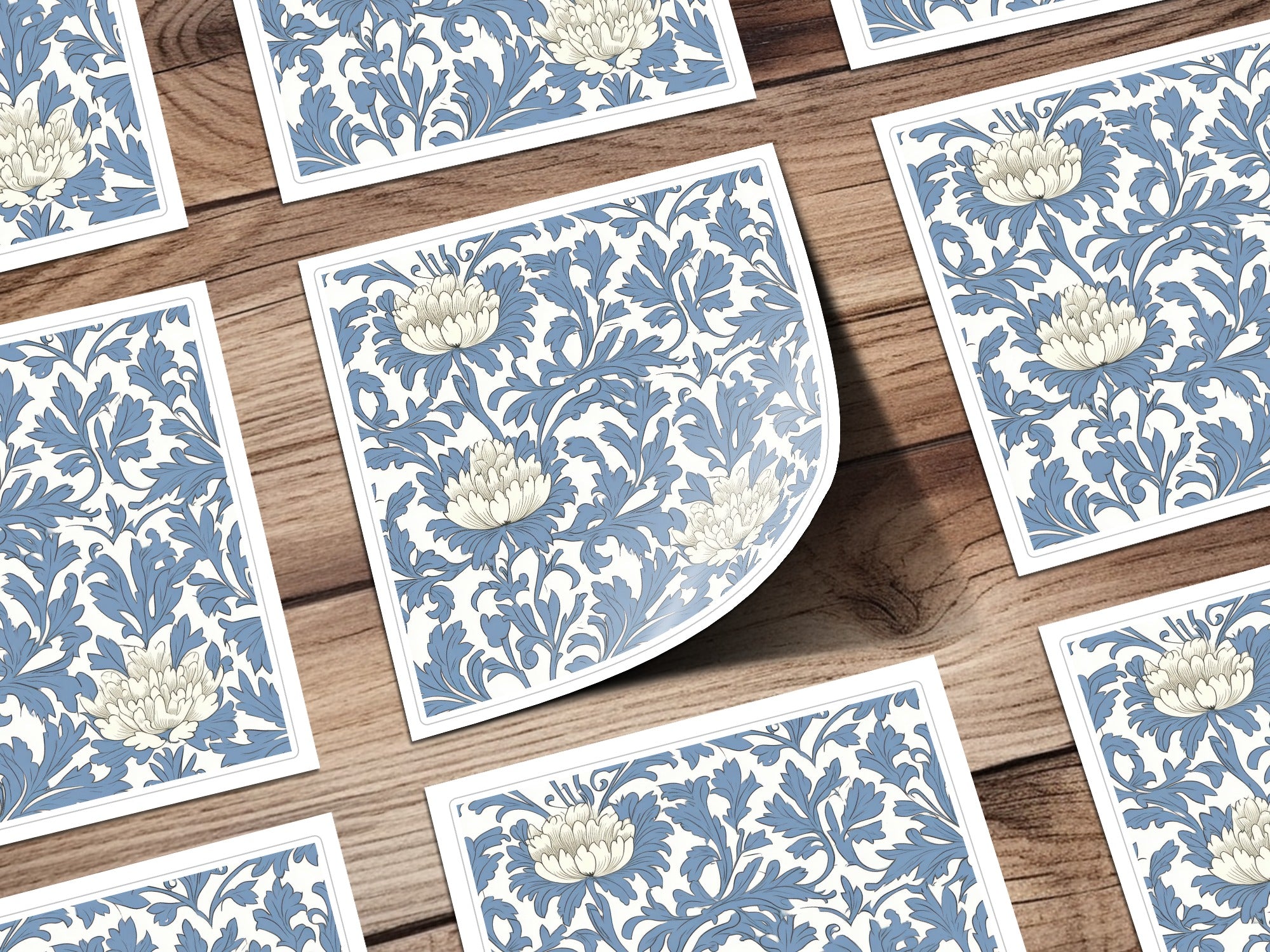 Pastel Blue William Morris Vines Background White Blue Digital - Moore and Mountain