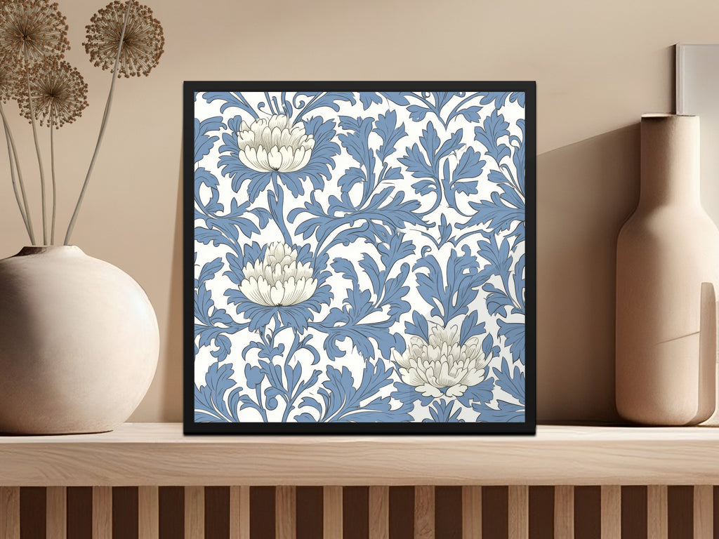 Pastel Blue William Morris Vines Background White Blue Digital - Moore and Mountain