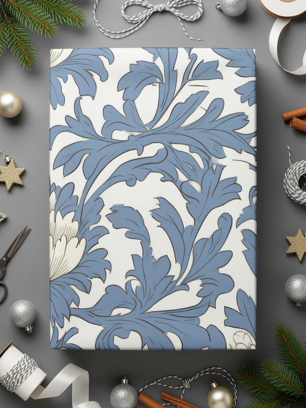 Pastel Blue William Morris Vines Background White Blue Digital - Moore and Mountain