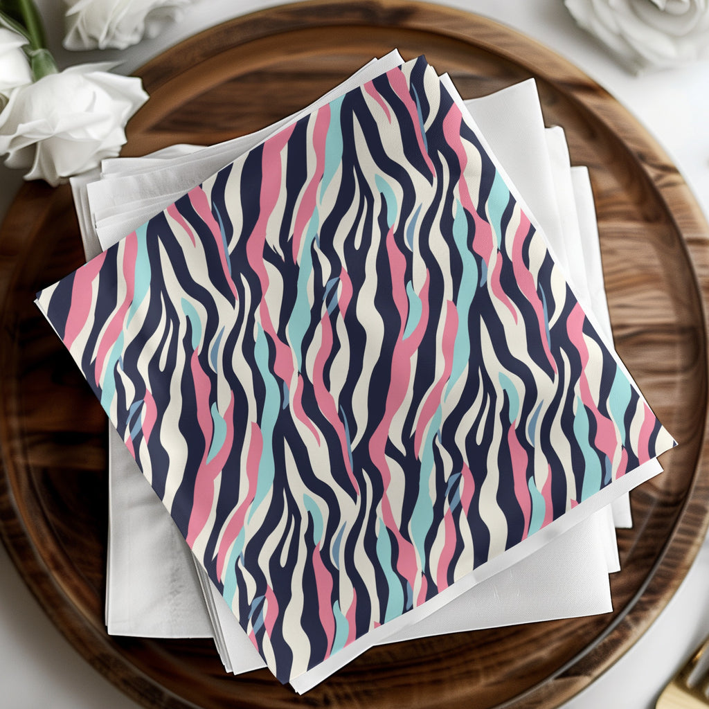Colorful Wavy Striped Pattern on Paper Napkin Product