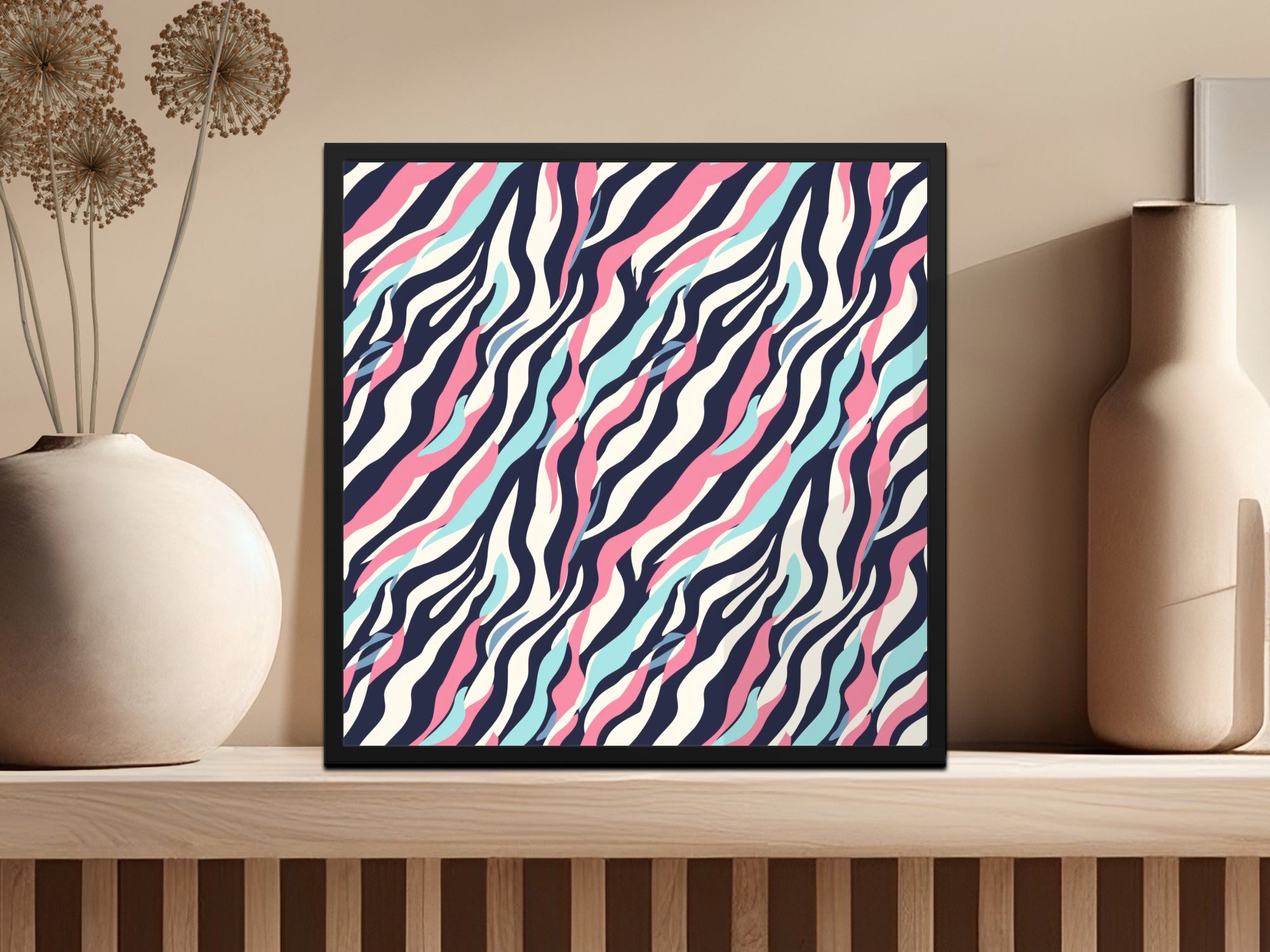 Colorful Abstract Zebra Stripes Wall Art Decor Print