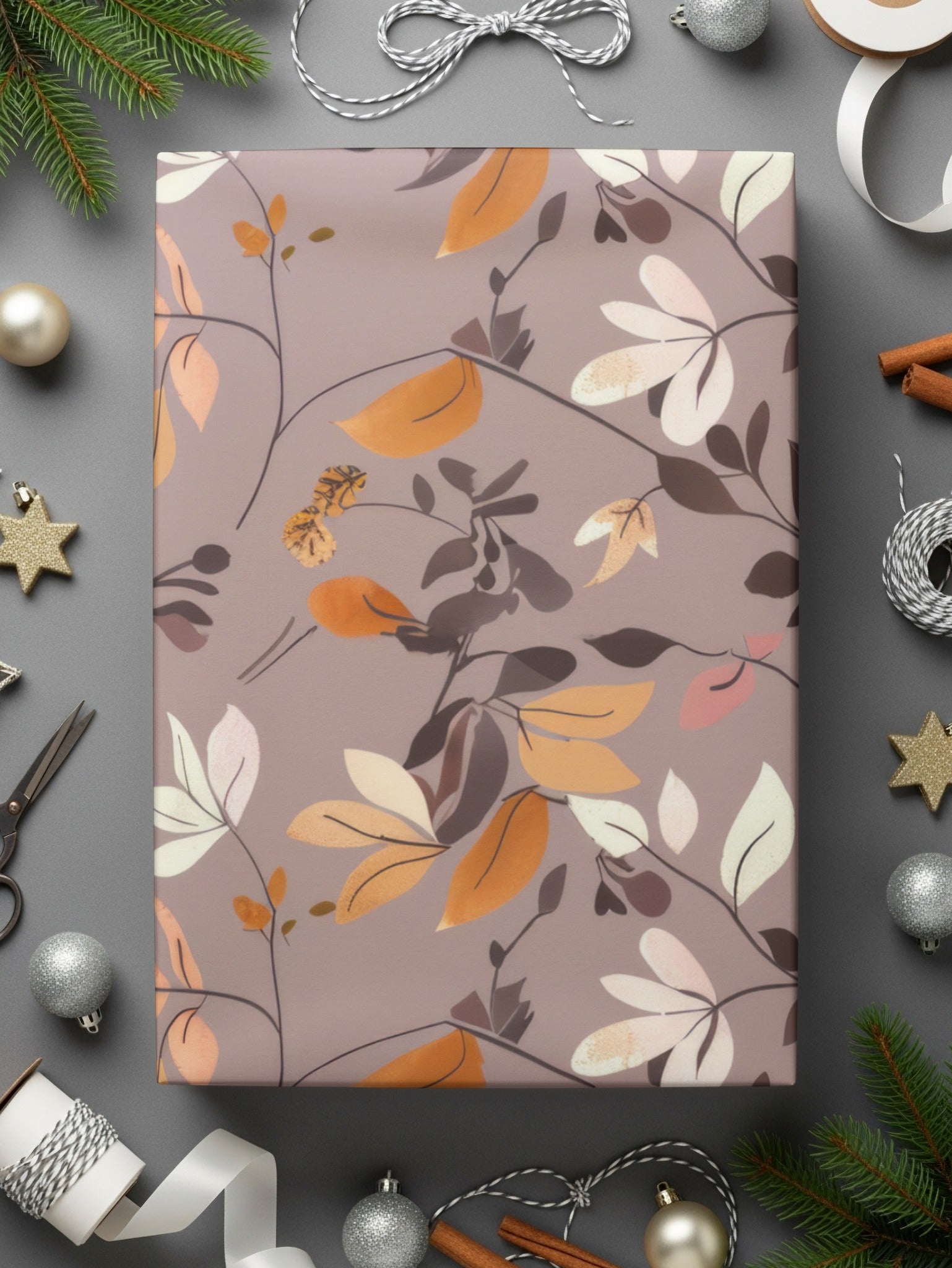 Elegant Autumn Leaf Patterned Wrapping Paper