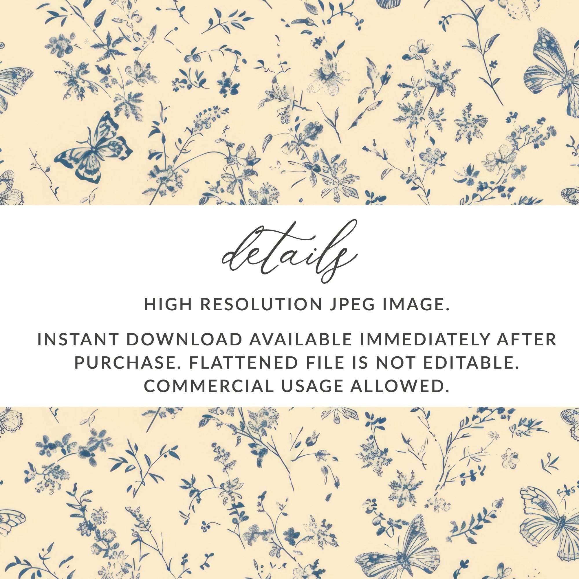 Pastel Butterfly Garden Beige Background Beautiful Flowers Digital - Moore and Mountain