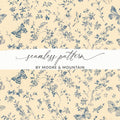 Pastel Butterfly Garden Beige Background Beautiful Flowers Digital - Moore and Mountain