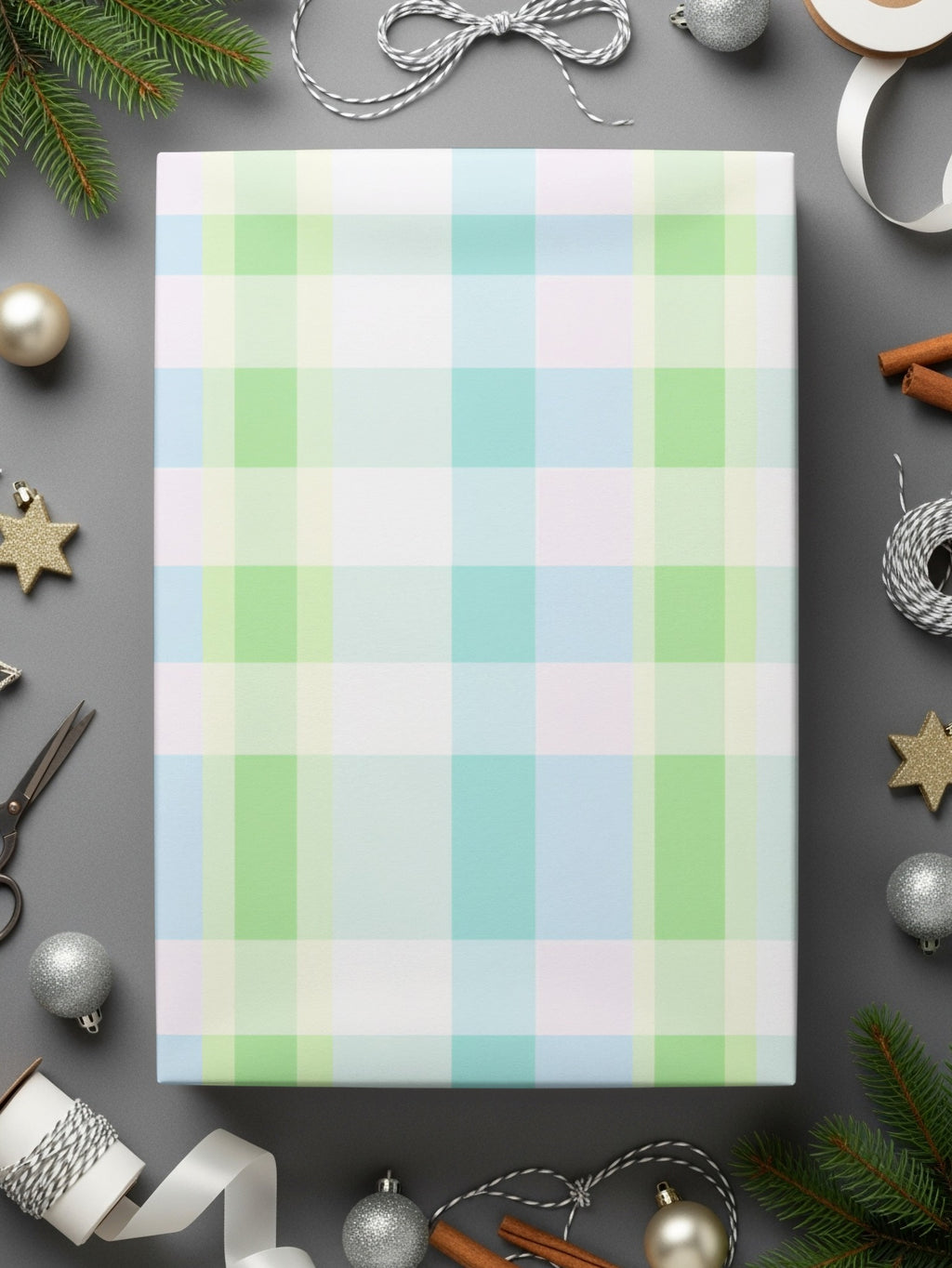 Pastel Plaid Patterned Wrapping Paper for Gifts