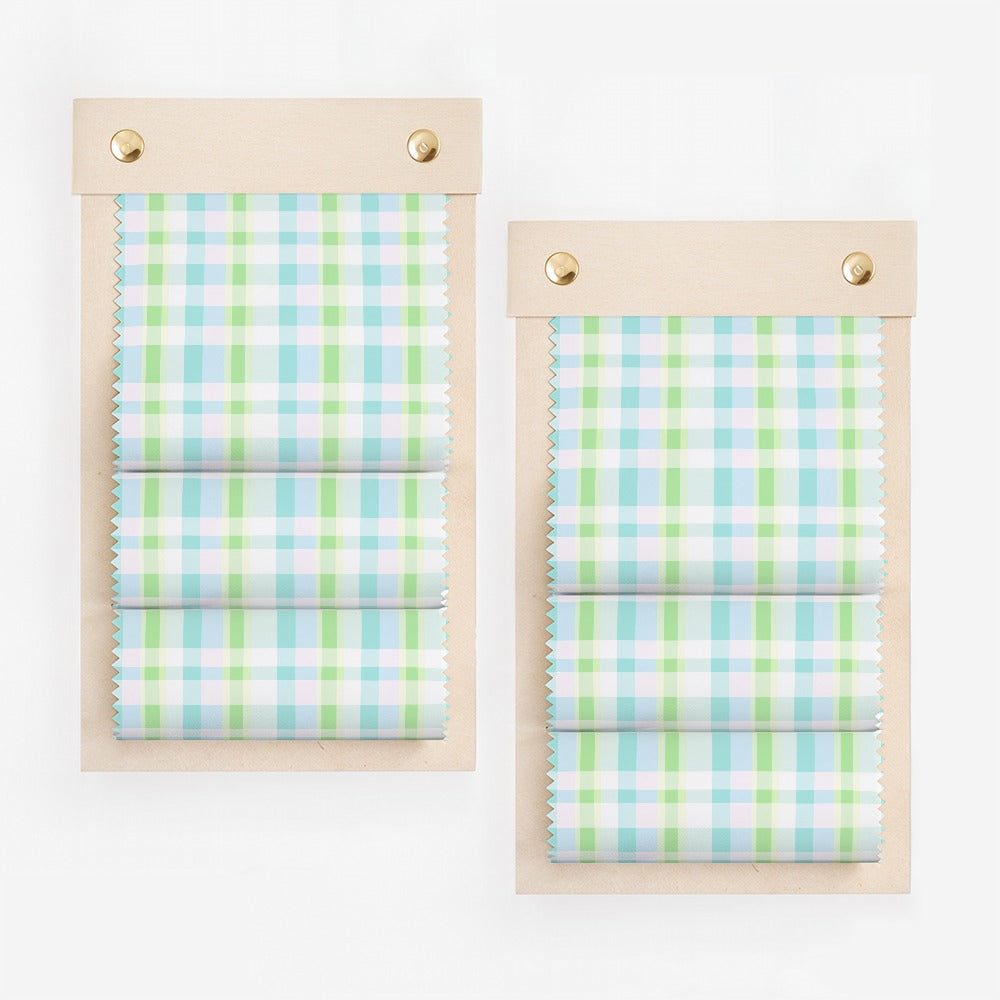 Pastel Green Blue Checkered Pattern Window Roller Blinds