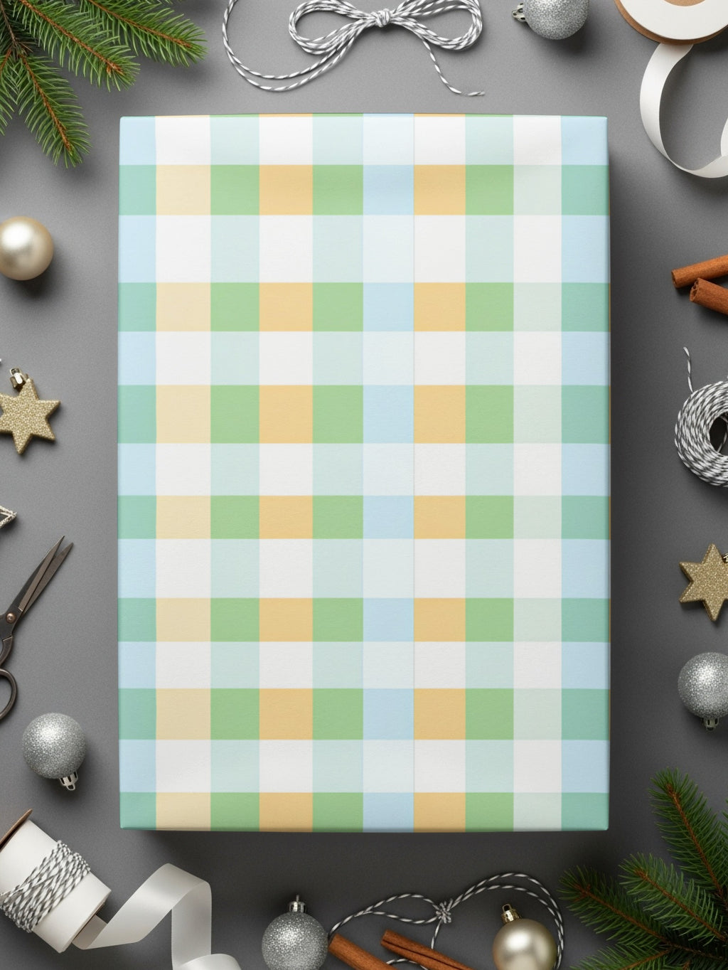 Festive Multicolor Plaid Design Wrapping Paper Product