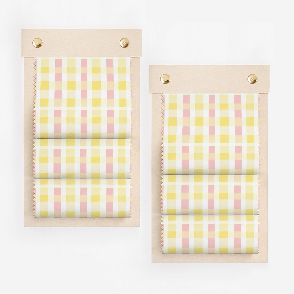 Yellow and Pink Gingham Patterned Fabric Roll product