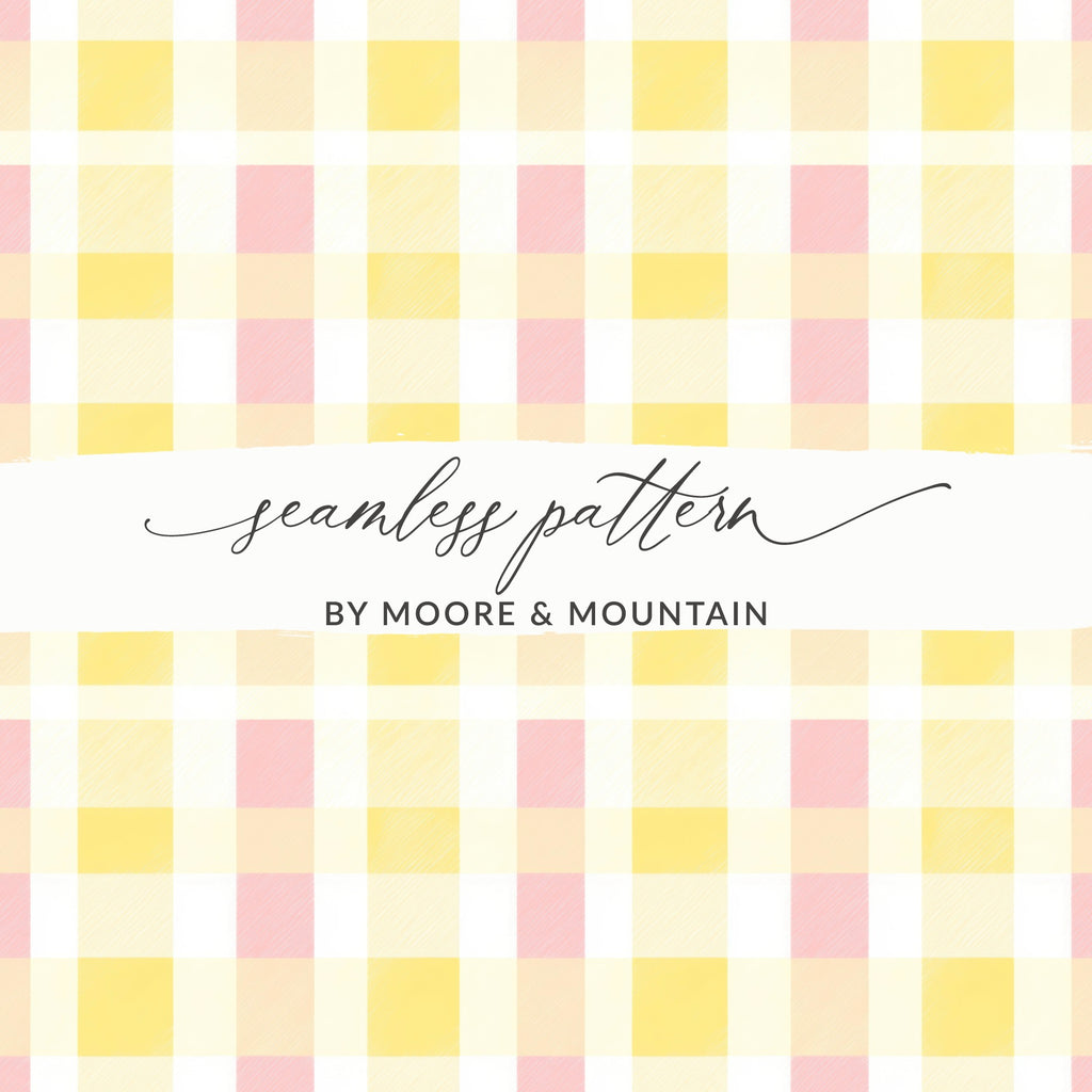 Seamless Yellow and Pink Plaid Checkered Pattern Design