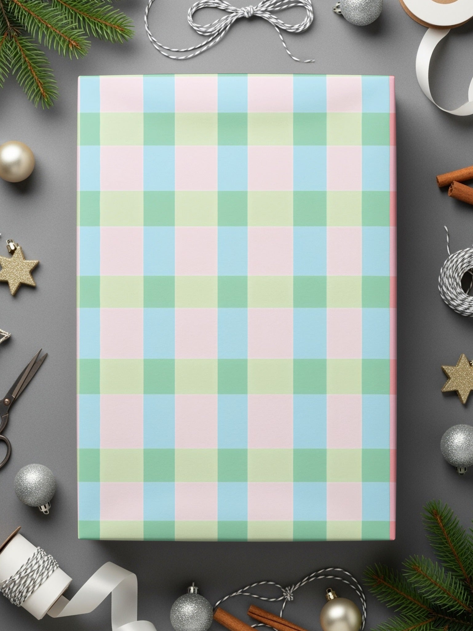 Pastel Checkered Gift Wrap Perfect for Holiday Presents
