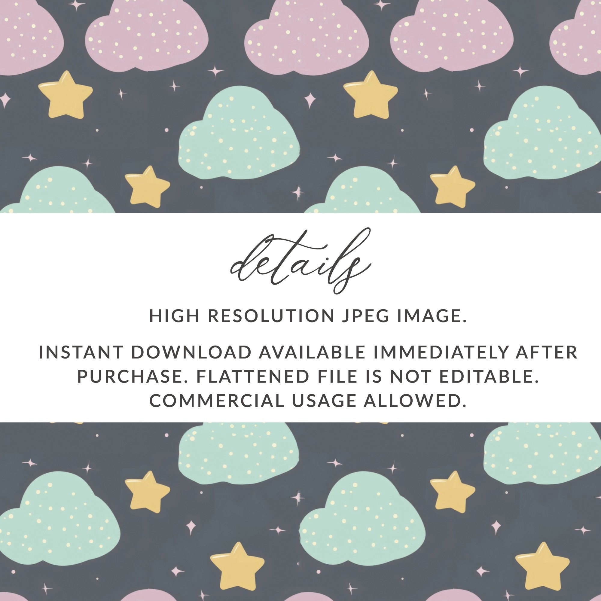 Pastel Clouds and Stars Digital Paper, Nursery Print, Baby Shower, Pattern for Boys and Girls, Cute Cloud Seamless Pattern, Dreamy Theme - Moore and Mountain