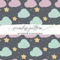 Pastel Clouds and Stars Digital Paper, Nursery Print, Baby Shower, Pattern for Boys and Girls, Cute Cloud Seamless Pattern, Dreamy Theme - Moore and Mountain