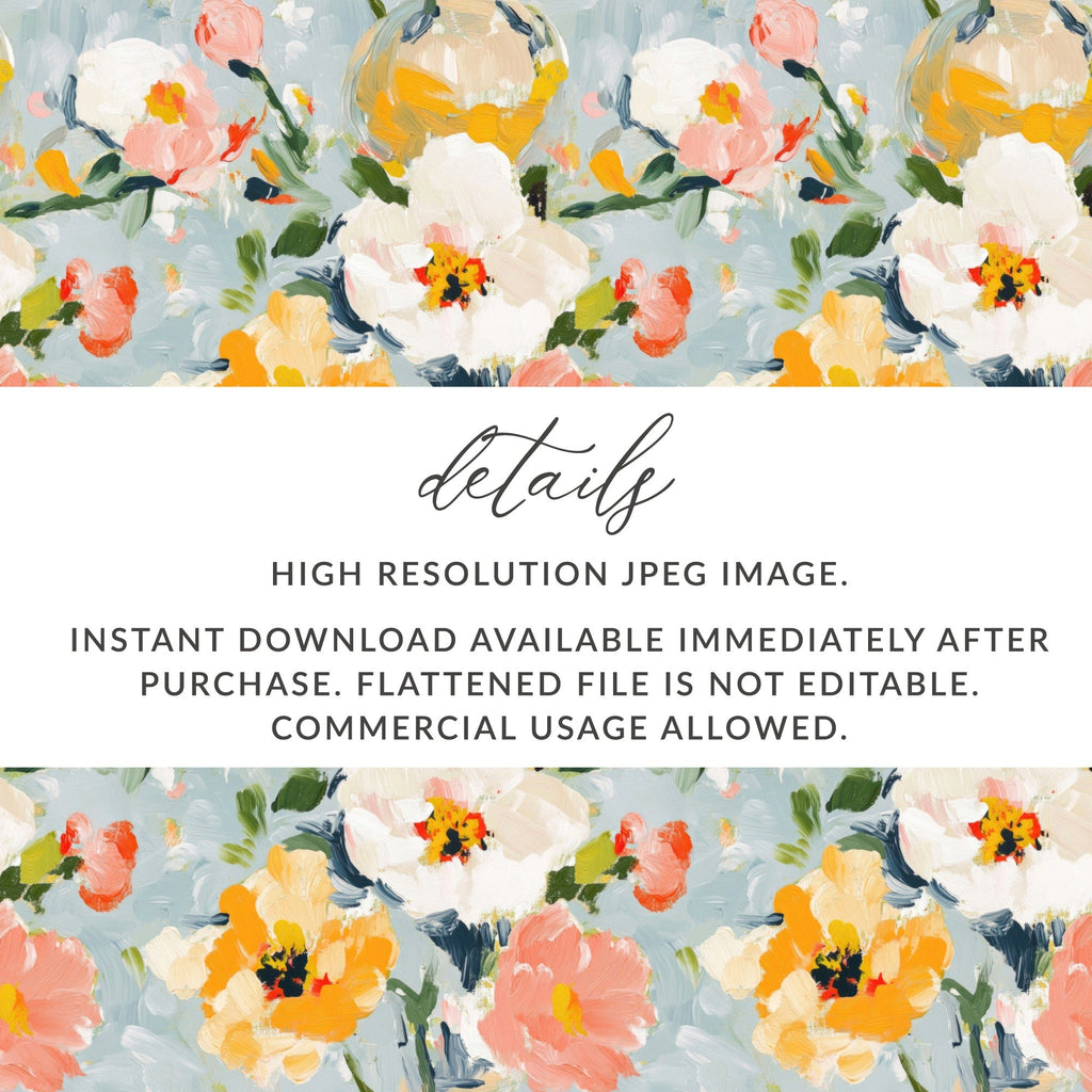 Pastel Floral Digital Paper, Abstract Flower Pattern, White Peach Yellow Flowers Background, Seamless Watercolor Texture, Spring Digital - Moore and Mountain