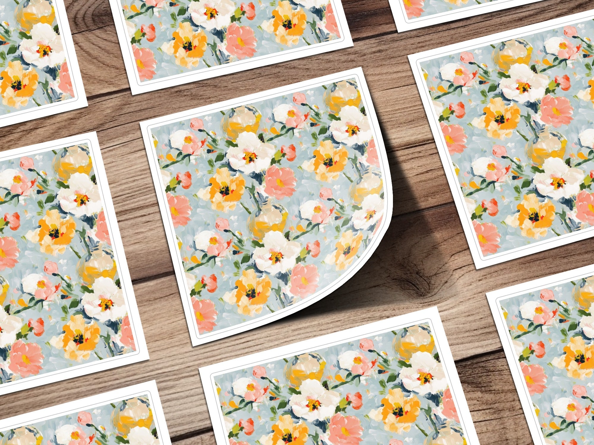 Pastel Floral Digital Paper, Abstract Flower Pattern, White Peach Yellow Flowers Background, Seamless Watercolor Texture, Spring Digital - Moore and Mountain