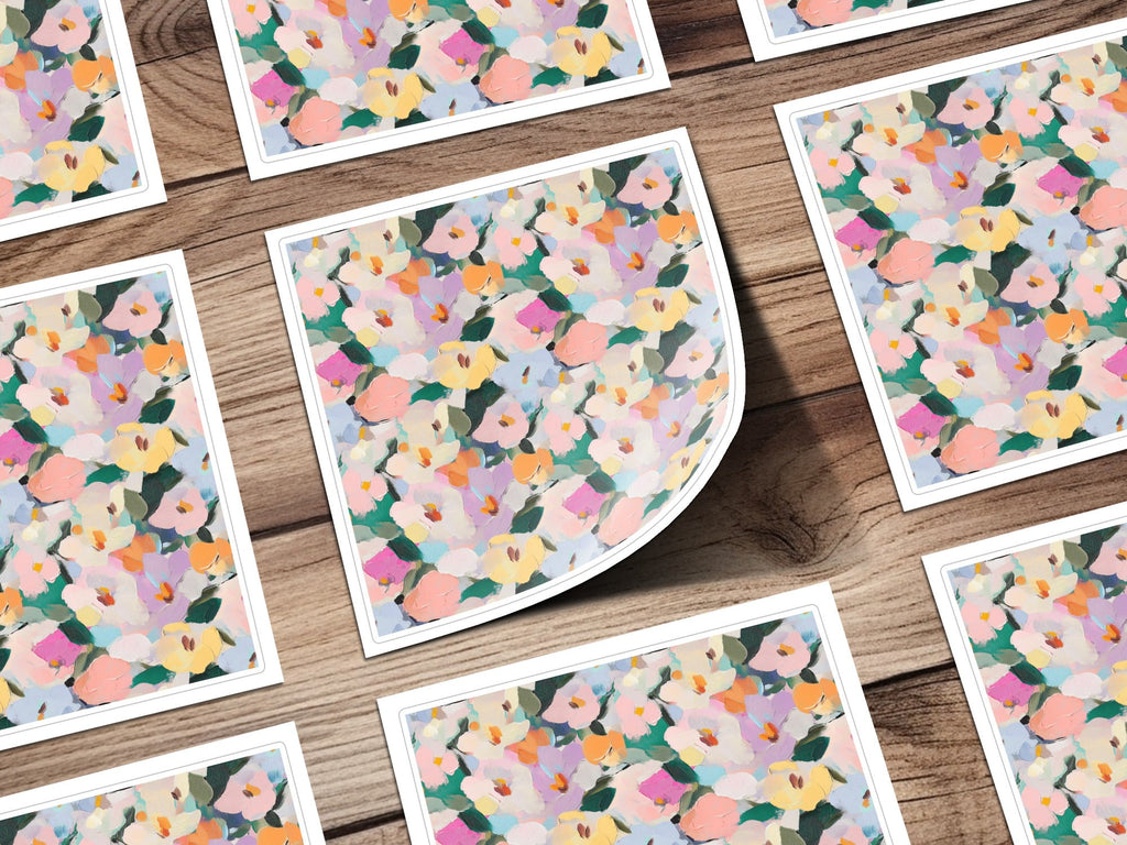 Pastel Floral Digital Paper, Abstract Spring Flowers Pattern, Pink Yellow Blue, Seamless Texture, Scrapbooking Paper, Fabric Design - Moore and Mountain