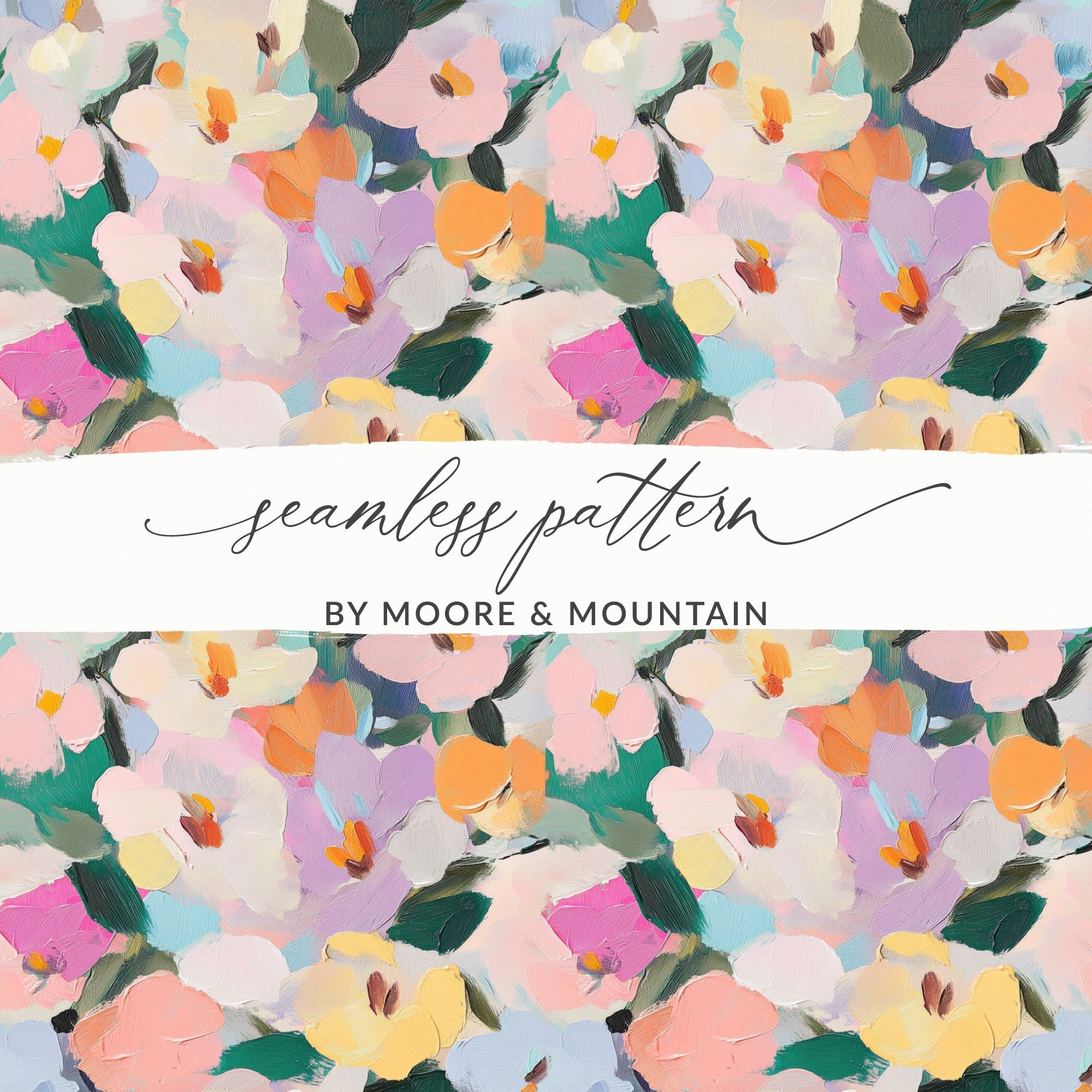 Pastel Floral Digital Paper, Abstract Spring Flowers Pattern, Pink Yellow Blue, Seamless Texture, Scrapbooking Paper, Fabric Design - Moore and Mountain