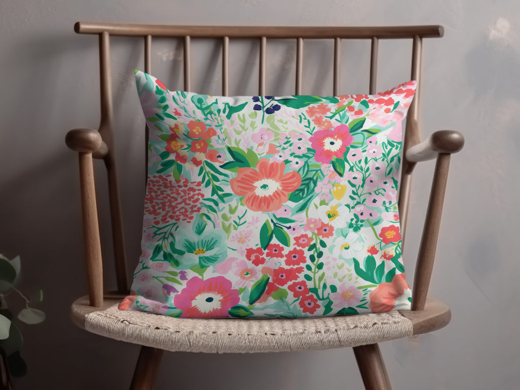 Vibrant Floral Patterned Decorative Pillow Cushion