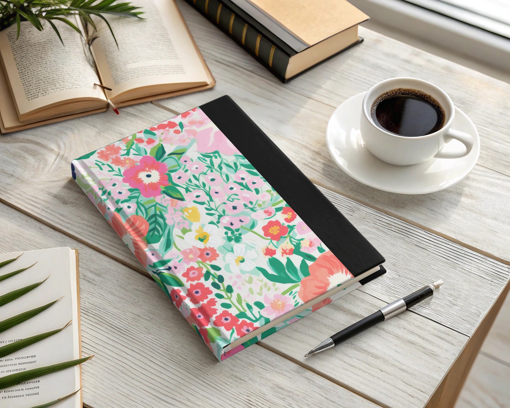 Floral Pattern Hardcover Notebook for Journaling and Notes