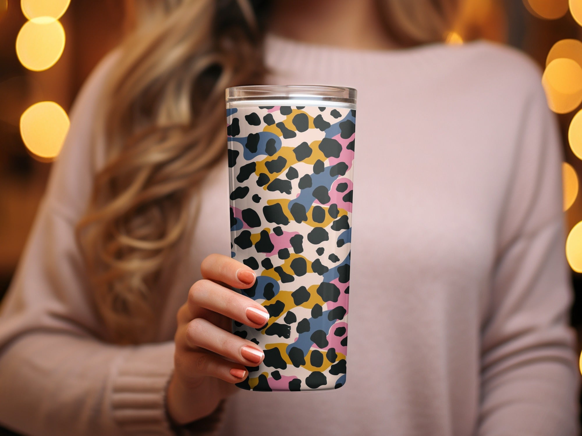 Colorful Leopard Print Insulated Tumbler Flask