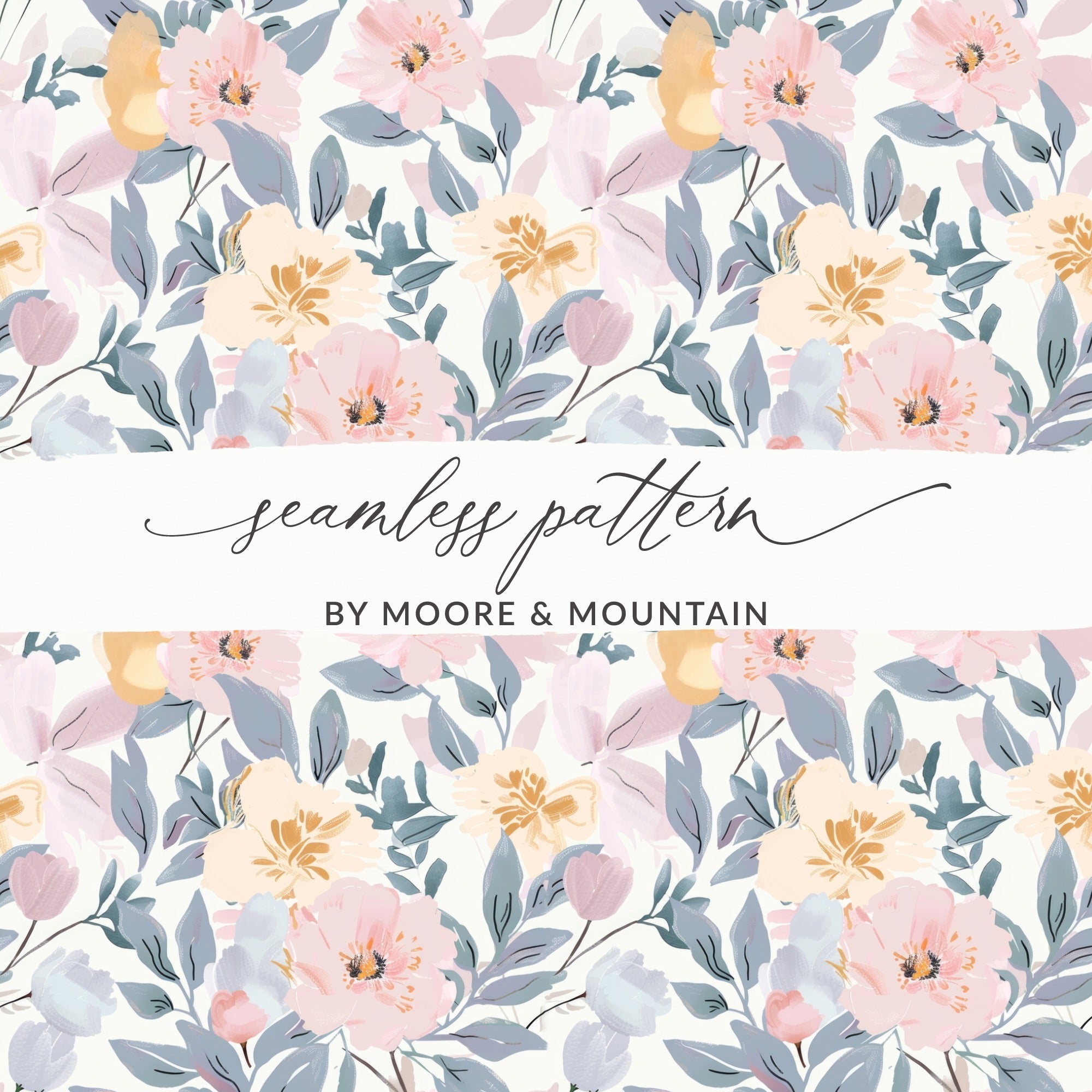 Pastel Modern Delicate Floral Blooms Pattern Subtle Colors for Home Decor - Moore and Mountain