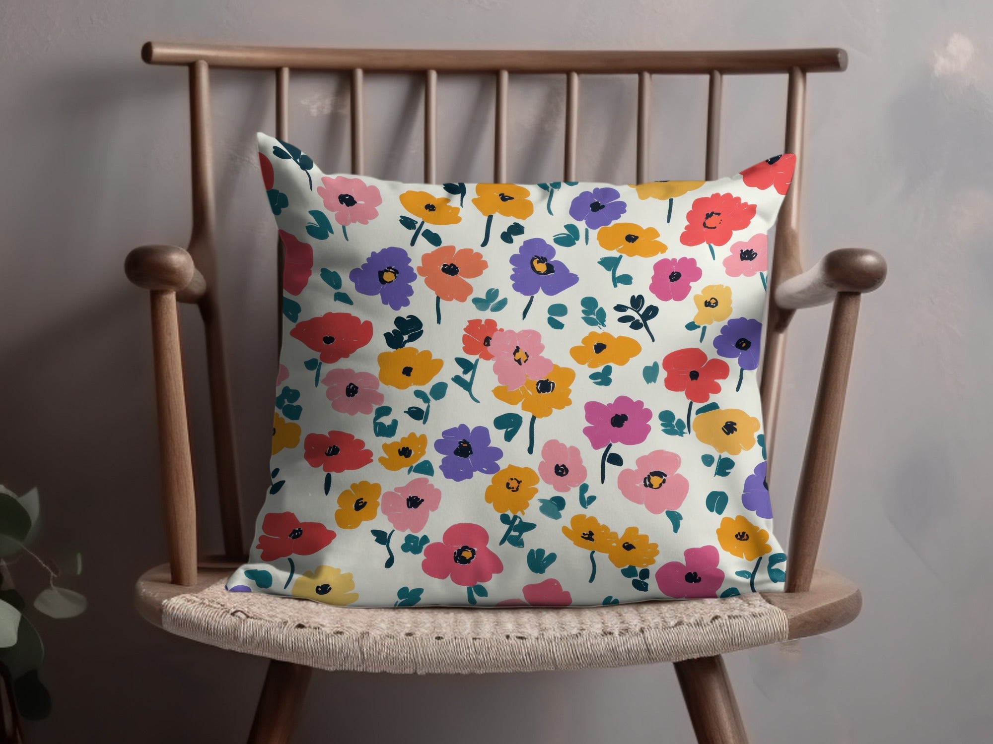 Colorful Floral Print Cushion for Home Decor