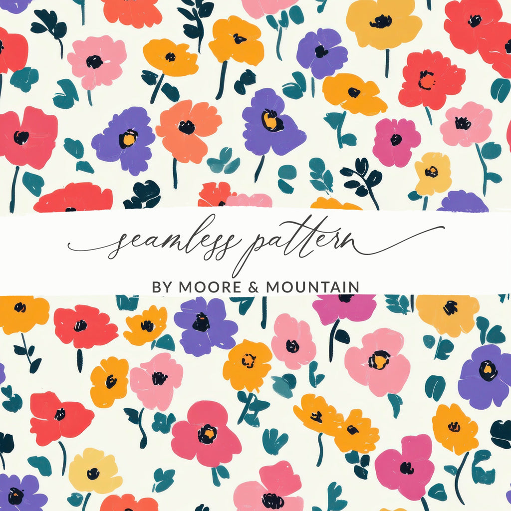 Colorful Seamless Floral Pattern By Moore Mountain Design