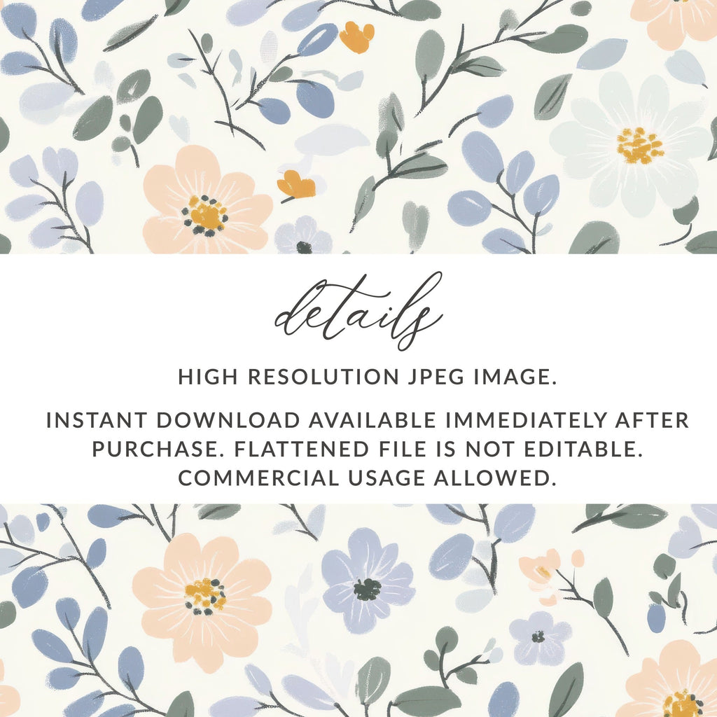 Floral Digital Paper, Seamless Flower Pattern, Pastel Botanical Design, Scrapbooking Paper, Fabric Design, Background Paper Digital - Moore and Mountain