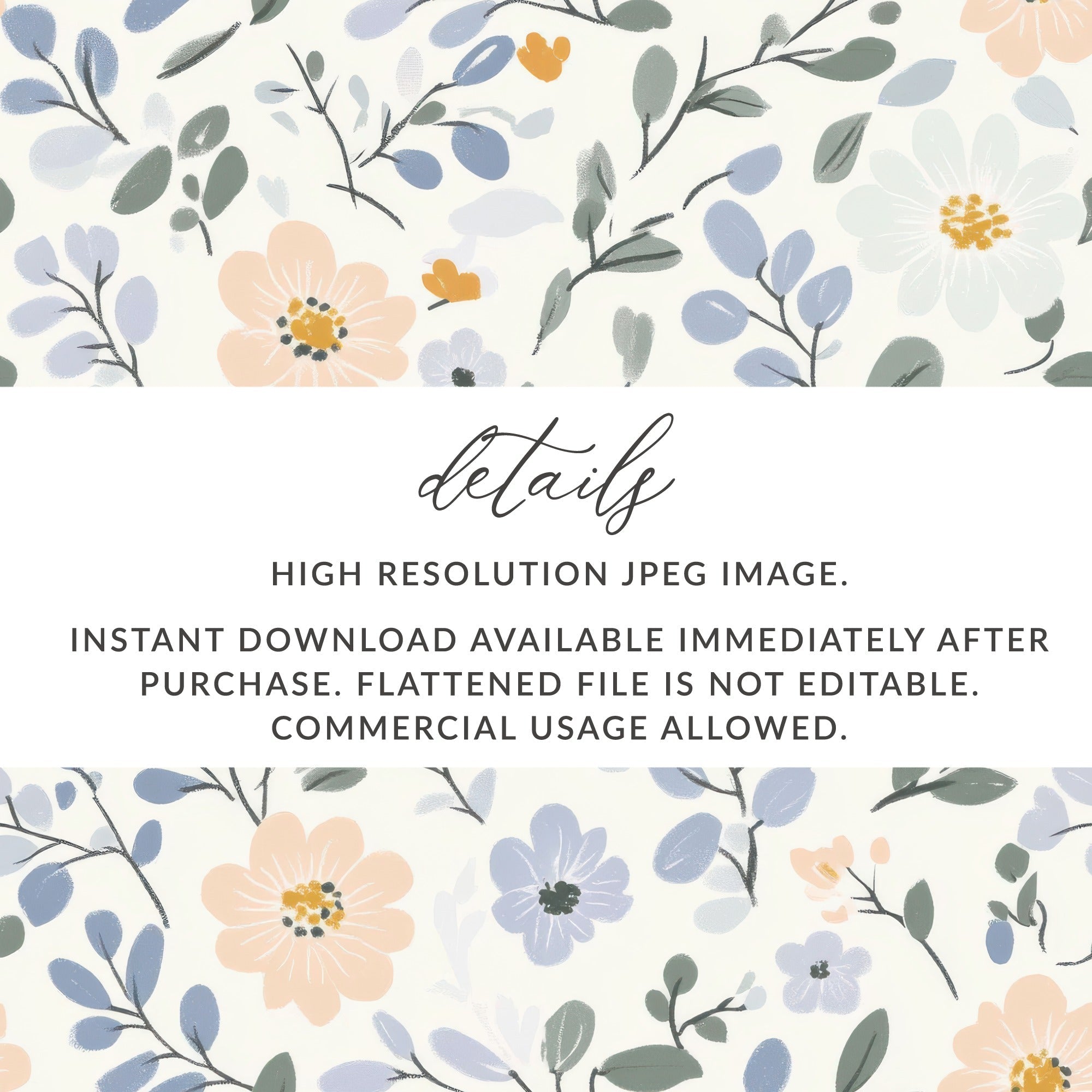 Floral Digital Paper, Seamless Flower Pattern, Pastel Botanical Design, Scrapbooking Paper, Fabric Design, Background Paper Digital - Moore and Mountain