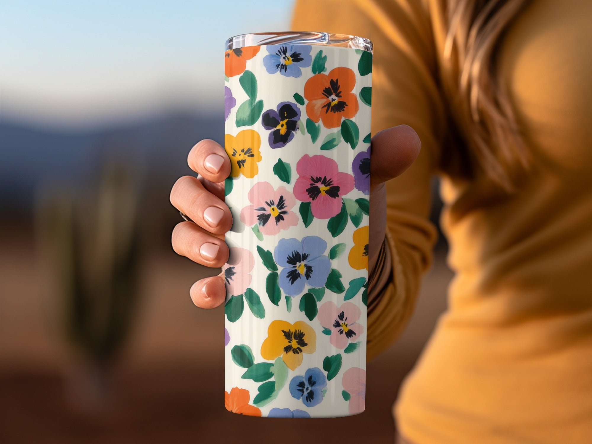 Colorful Floral Pattern Insulated Tumbler Cup