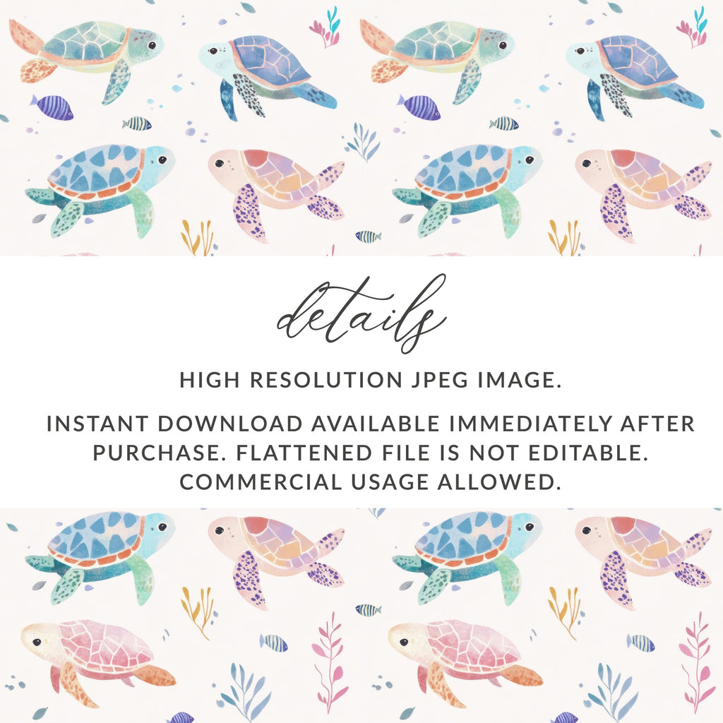 Sea Turtle Pattern High Resolution JPEG Instant Download