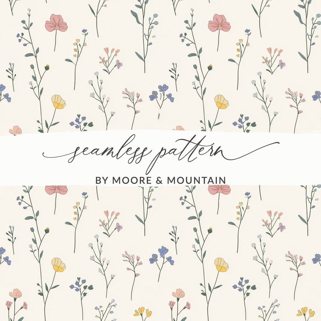 Pastel Seamless Floral Pattern with Delicate Blossoms Artwork - Moore and Mountain