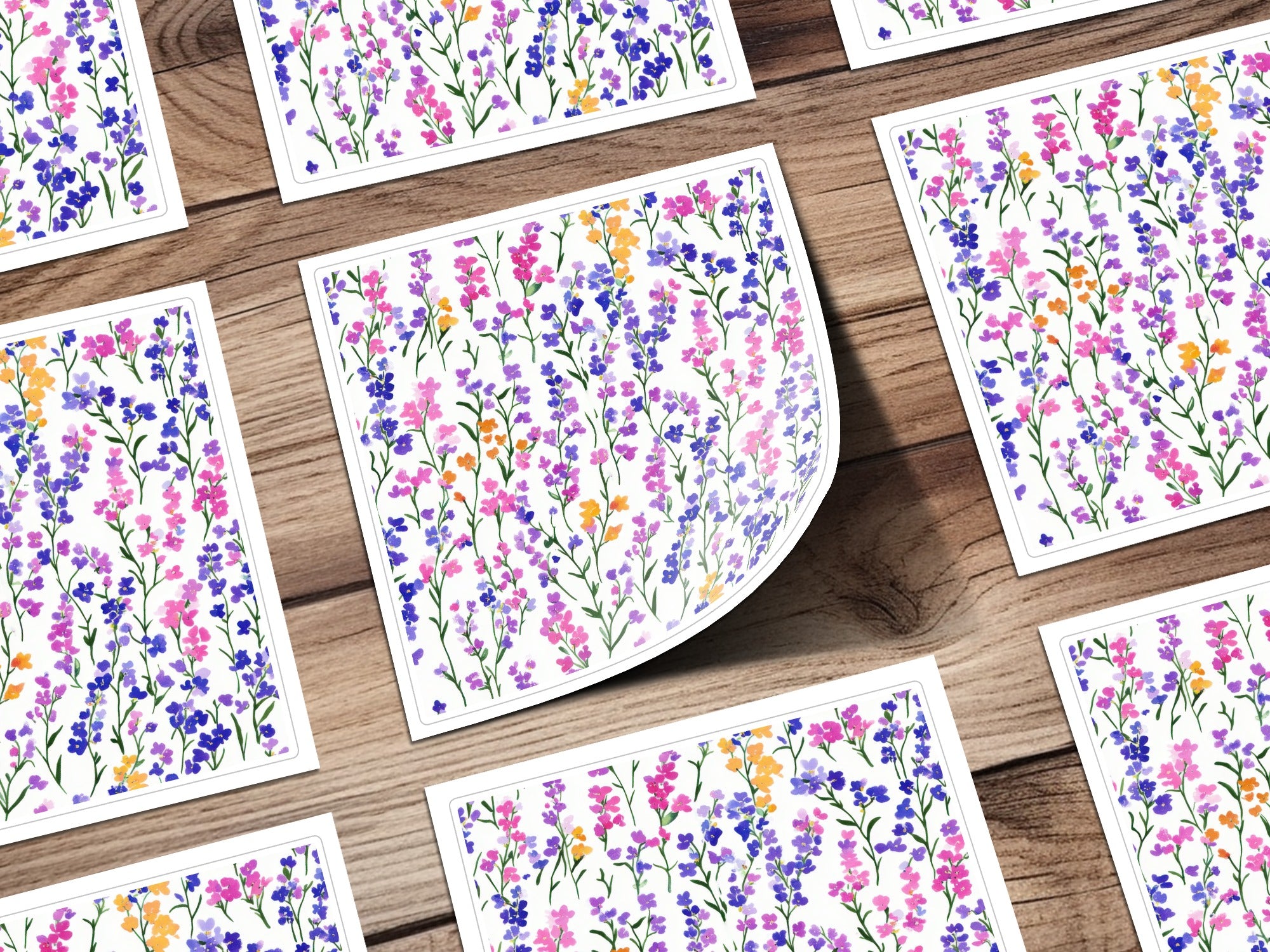Colorful Floral Patterned Stickers for Crafting Projects