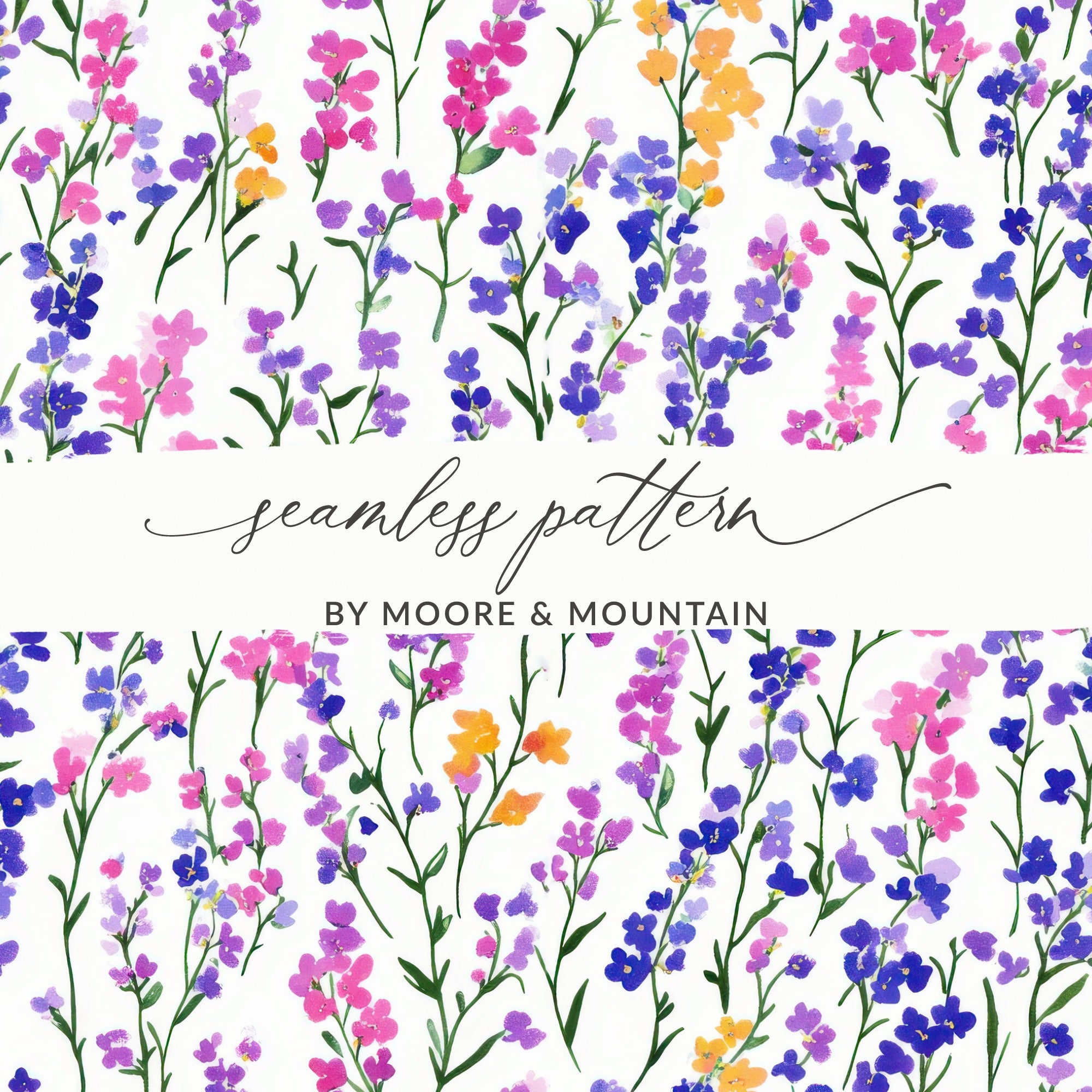 Moore and Mountain Seamless Floral Pattern Design