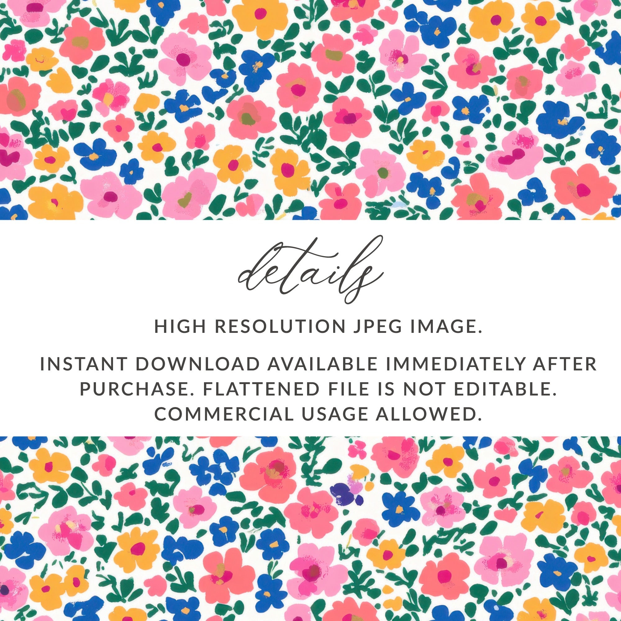 Colorful Floral High Resolution JPEG Image for Instant Download
